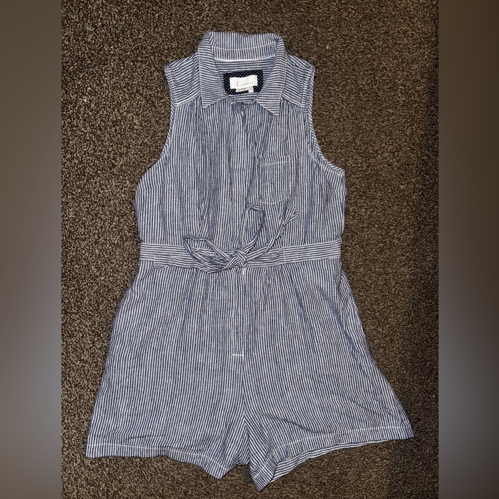 Anthropologie Blue Striped Jumpsuit - Picture 2 of 8